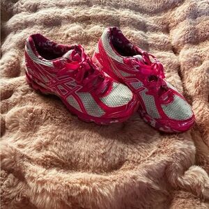 ASICS Women's Pink and White Athletic Shoes